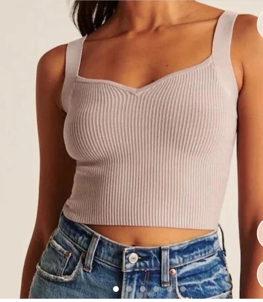 Abercrombie & Fitch Ribbed Sweetheart Tank Top XS Taupe Quiet Luxury Minimal